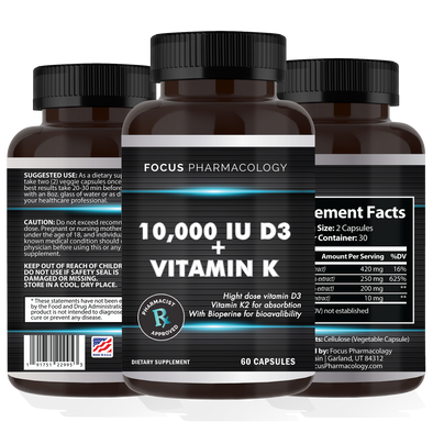 Focus Pharmacology 10,000 IU Vitamin D3 w/ Vitamin K2